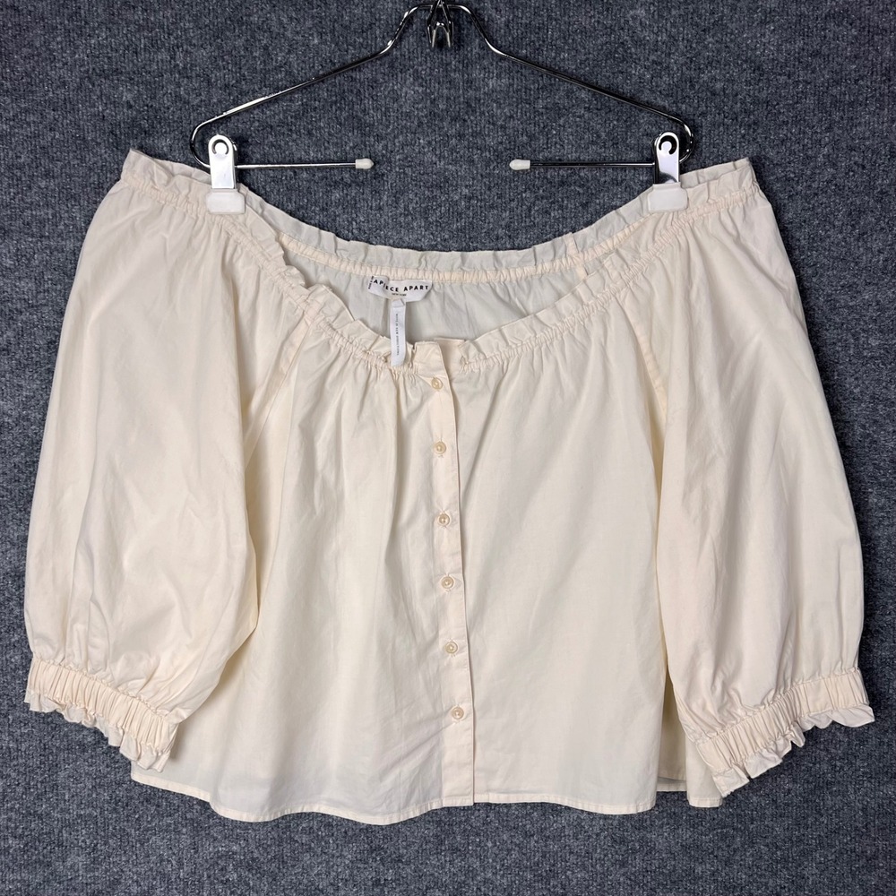 Apiece Apart Off Shoulder Blouse Womens Medium Cream Organic Cotton